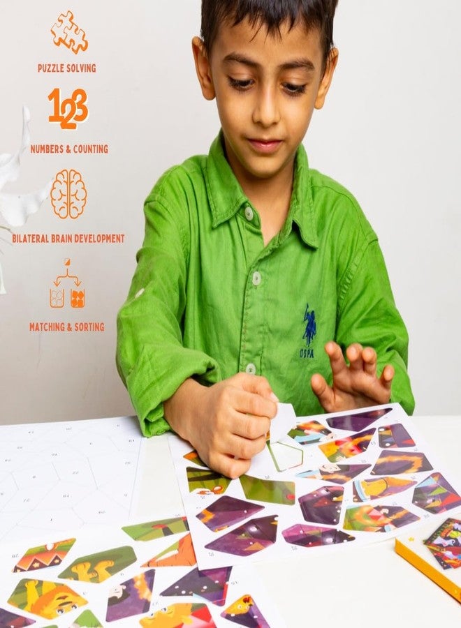 PepPlay Mosaic Sticker Art Kit for Kids | DIY Craft Toy with 175+ Reusable Stickers | Mess-Free Activity to Learn Numbers, Logic & Motor Skills | Gift for Ages 3-7 Boys & Girls | Travel-Friendly - Image 3